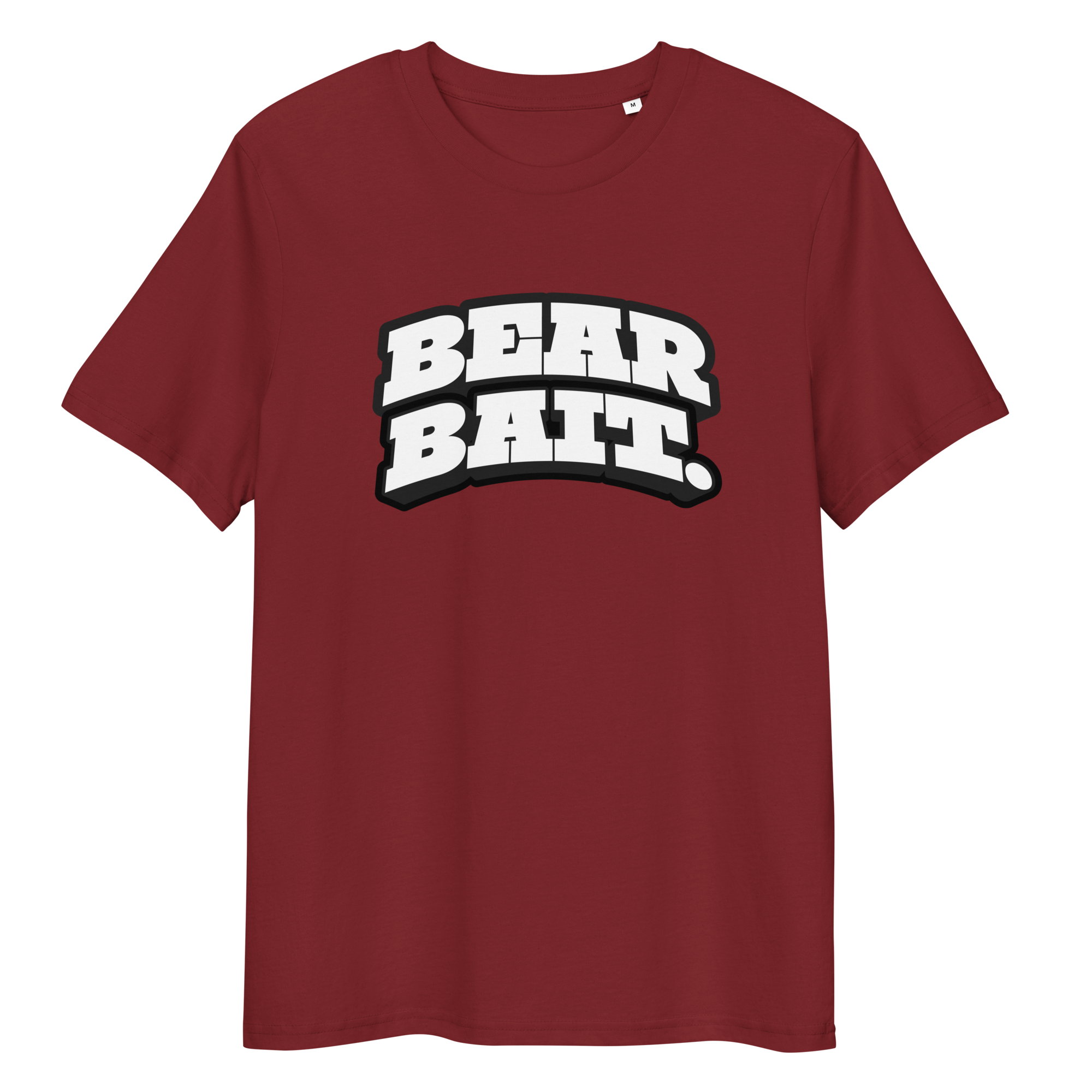 Burgundy t-shirt with ‘Bear Bait’ text and ‘Cubbie & Co’ branding