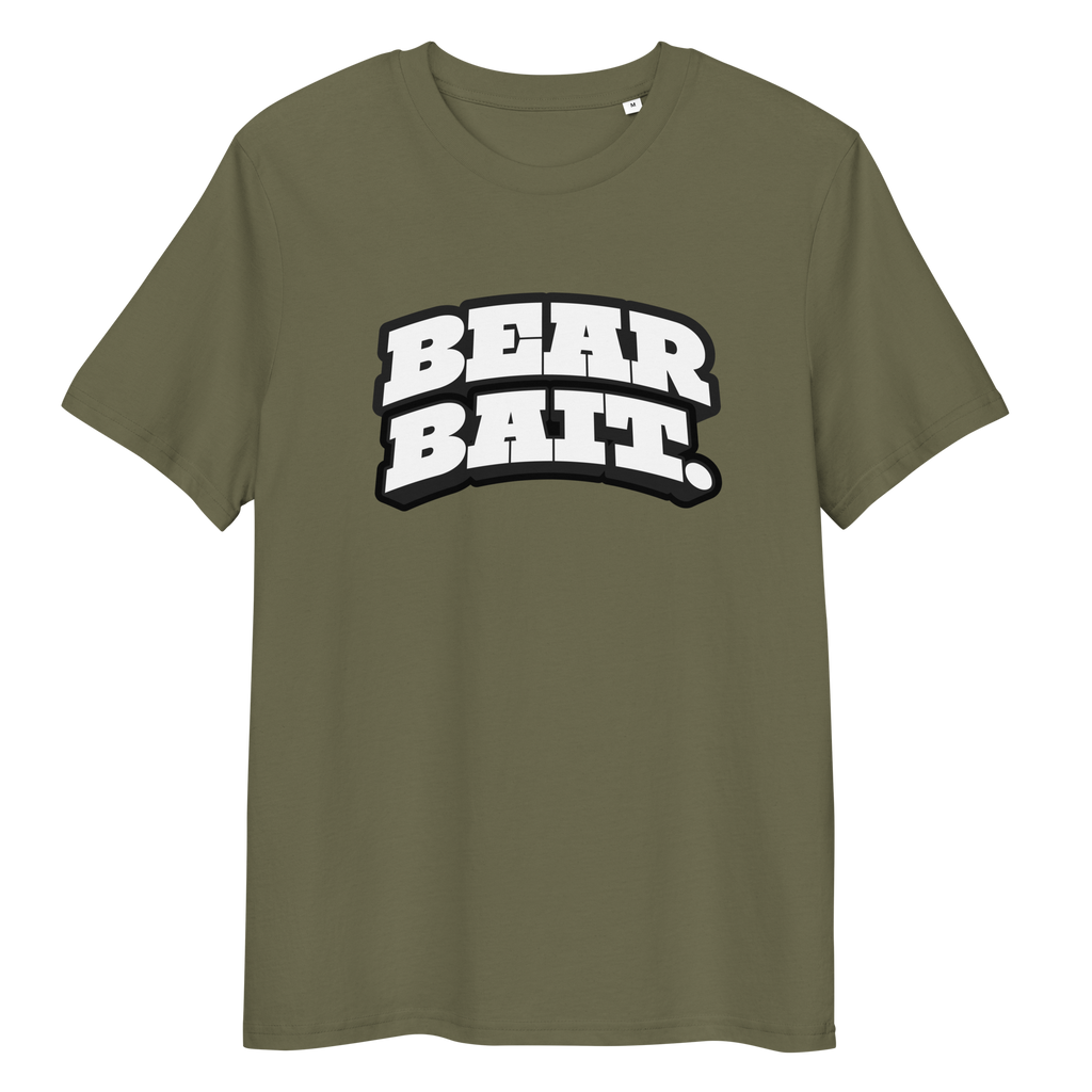 Khaki t-shirt with ‘Bear Bait’ text and ‘Cubbie & Co’ branding