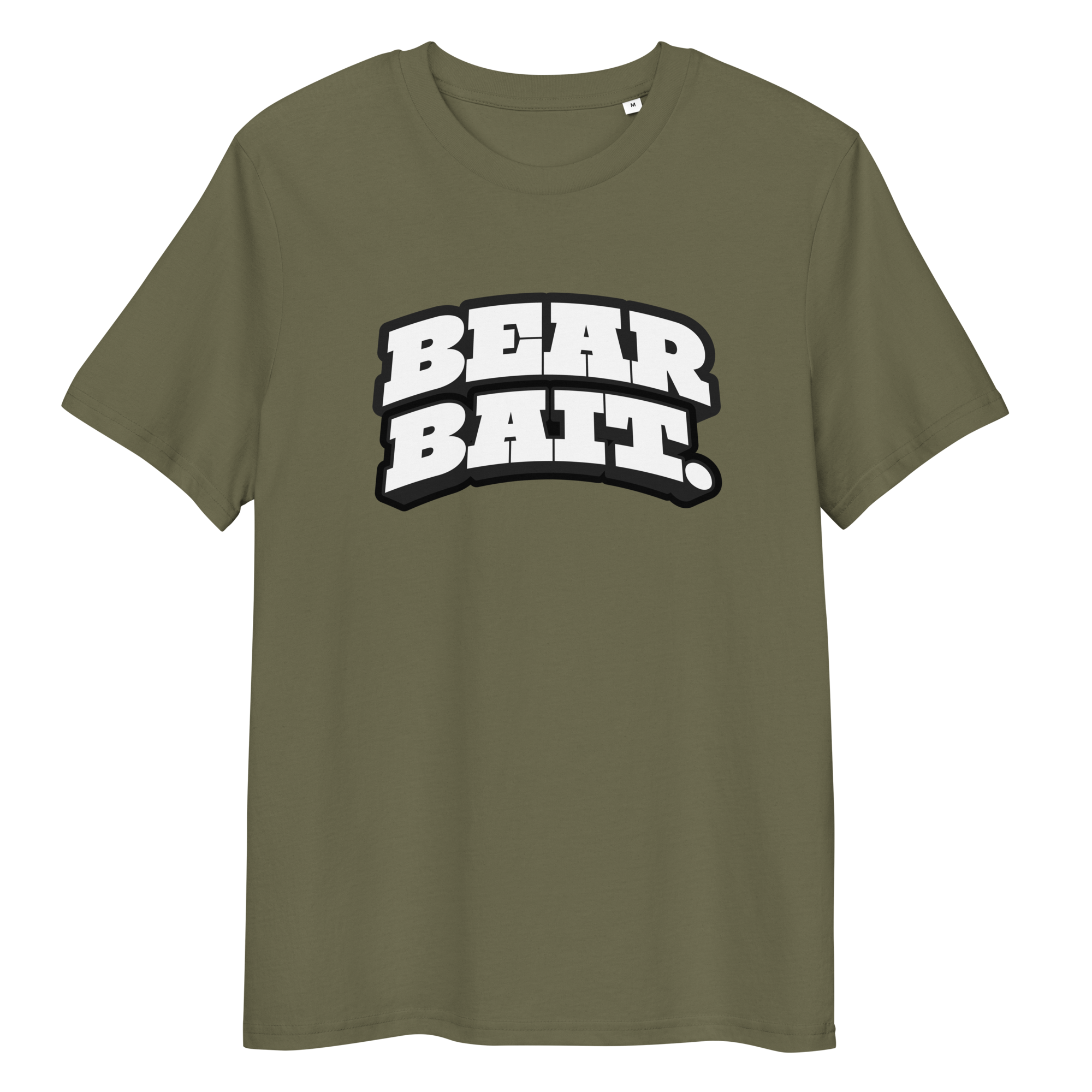 Khaki t-shirt with ‘Bear Bait’ text and ‘Cubbie & Co’ branding