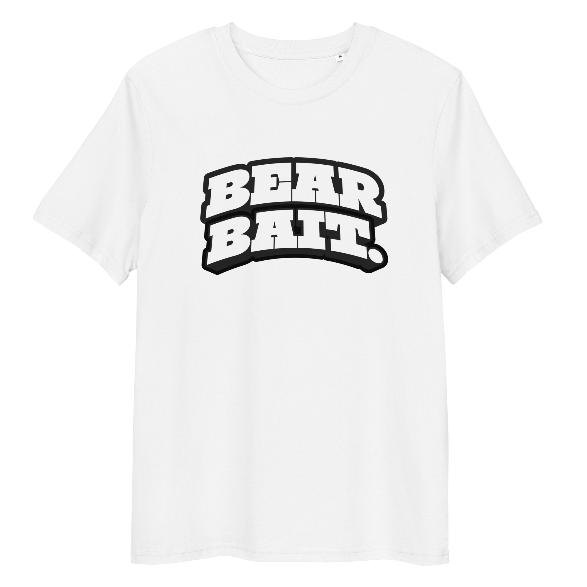 White t-shirt with ‘Bear Bait’ text and ‘Cubbie & Co’ branding