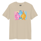 Desert dust t-shirt featuring Jay, Knox and Oso bears posing in front of a rainbow gradient background