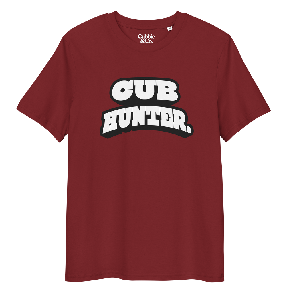 Burgundy t-shirt with ‘Cub Hunter’ text and ‘Cubbie & Co’ branding