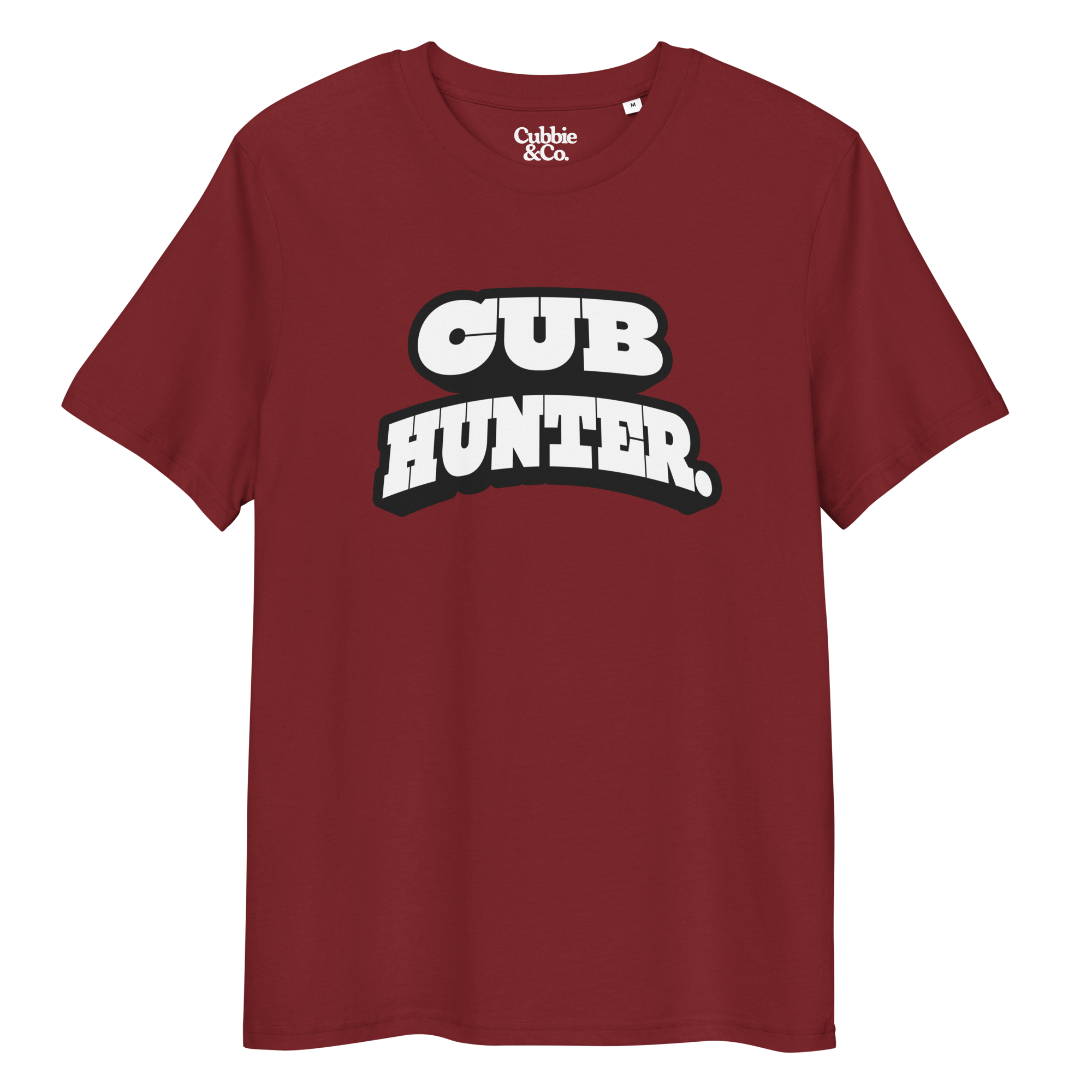 Burgundy t-shirt with ‘Cub Hunter’ text and ‘Cubbie & Co’ branding
