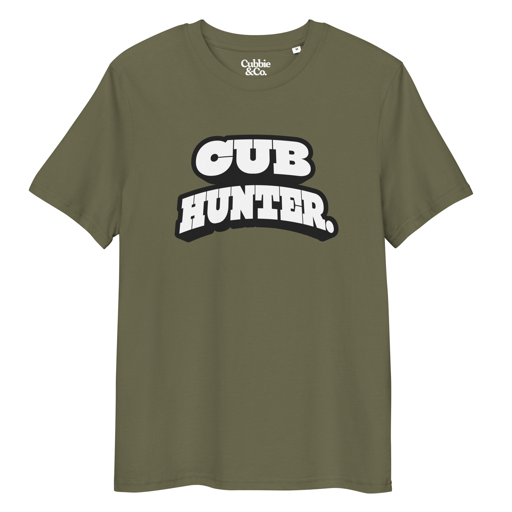 Khaki t-shirt with ‘Cub Hunter’ text and ‘Cubbie & Co’ branding