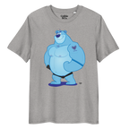 Heather grey t-shirt featuring Knox the muscle bear, always ready to bring in the hugs