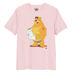 Cotton pink t-shirt featuring Oso bear wearing a unicorn rubber ring